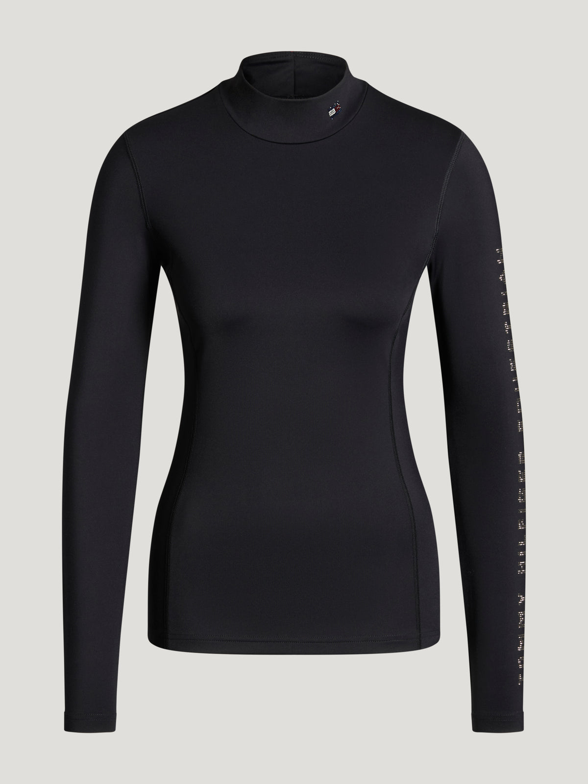 Amelie Women Rhinestone High Neck Baselayer BLACK