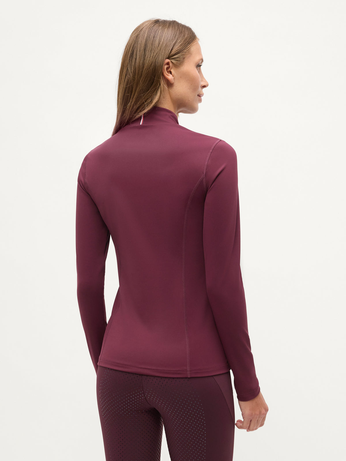 Amelie Women Rhinestone High Neck Baselayer Deep Burgundy