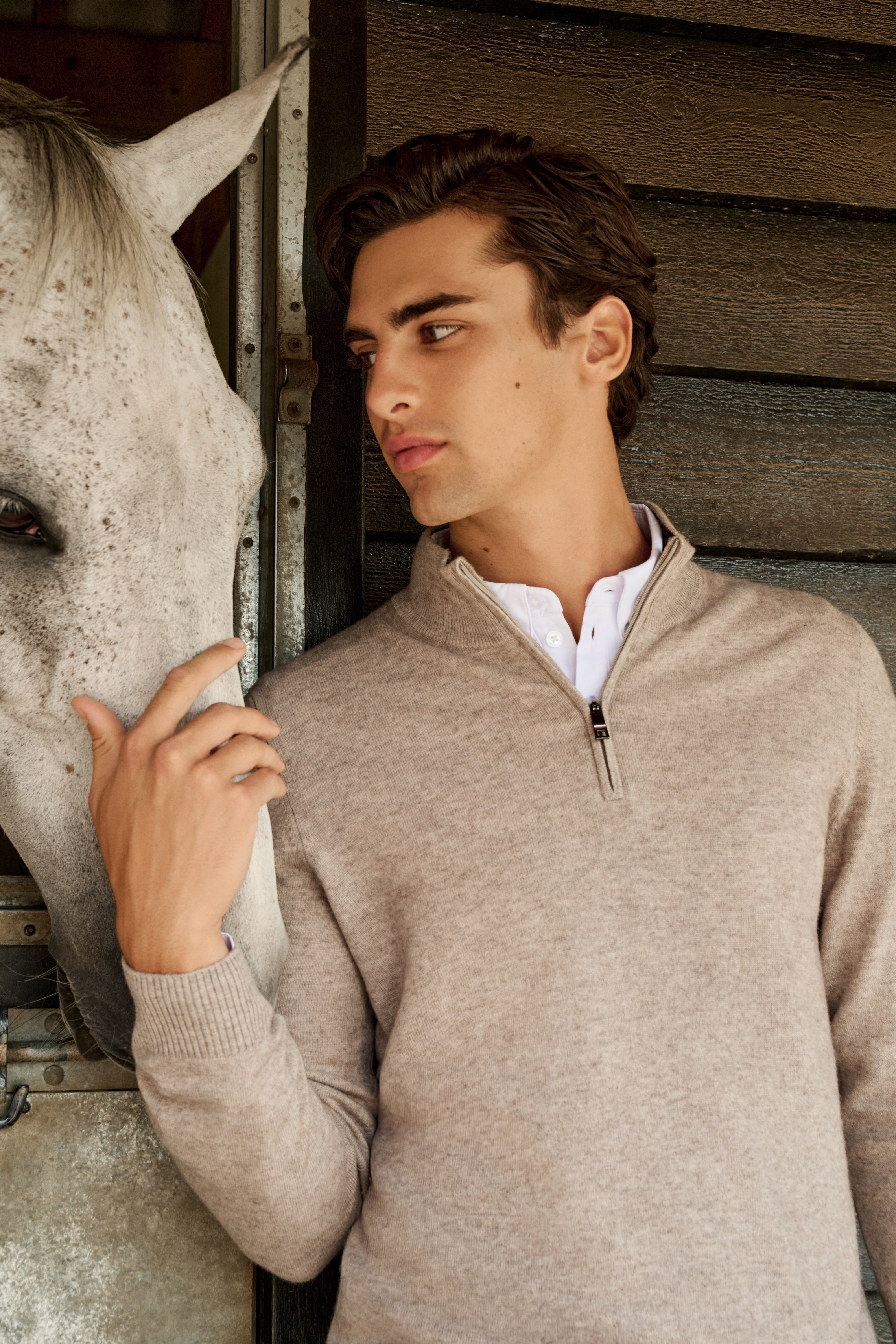 Oakfield 1/4 zip Sweater TAUPE