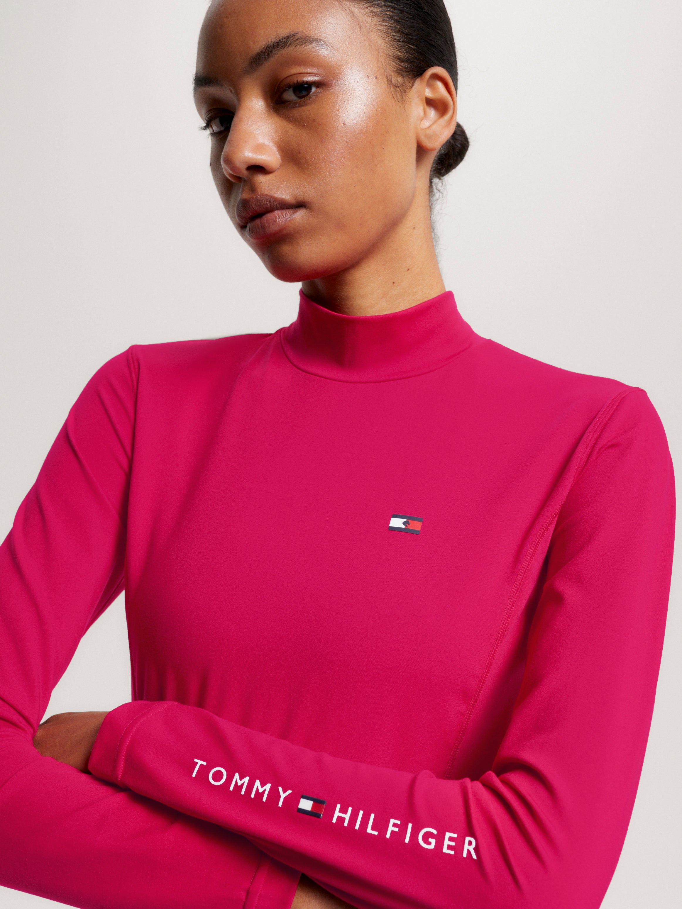 High Neck Long Sleeve Baselayer CHERRY