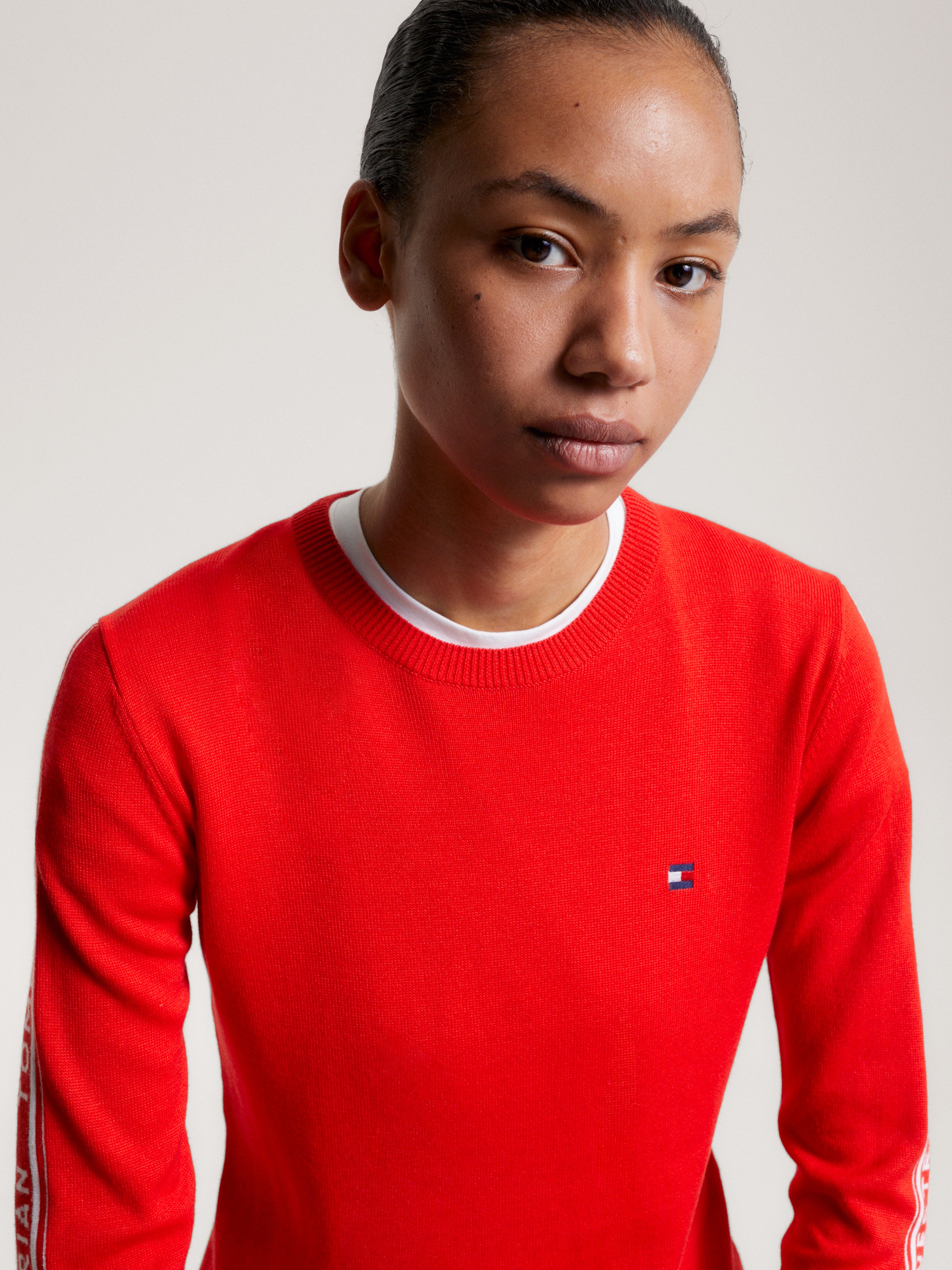 Seattle Jacquard Logo Sweater FIERCE RED