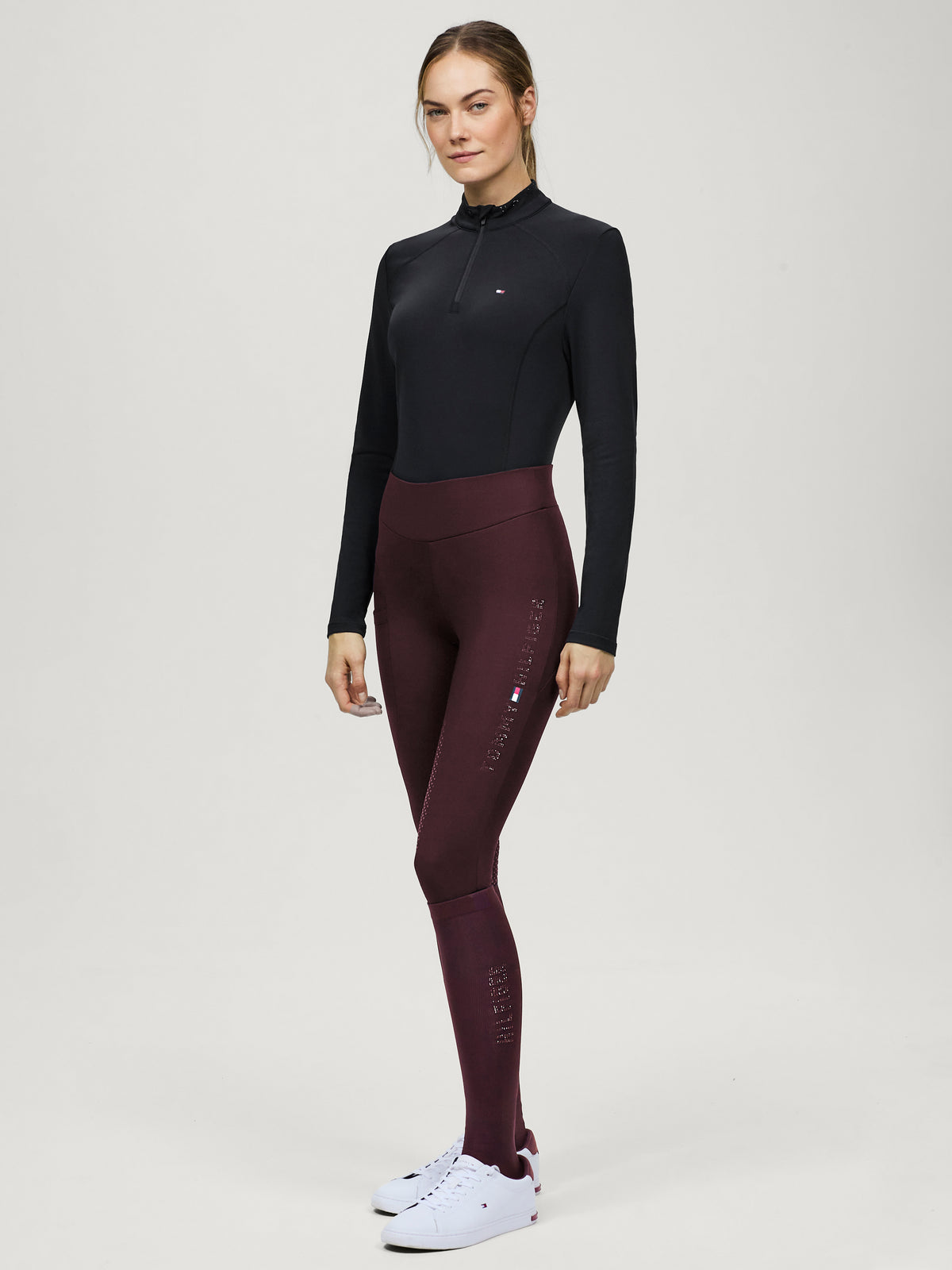 Elmira Winter Rhinestone Full Grip Leggings DEEP BURGUNDY