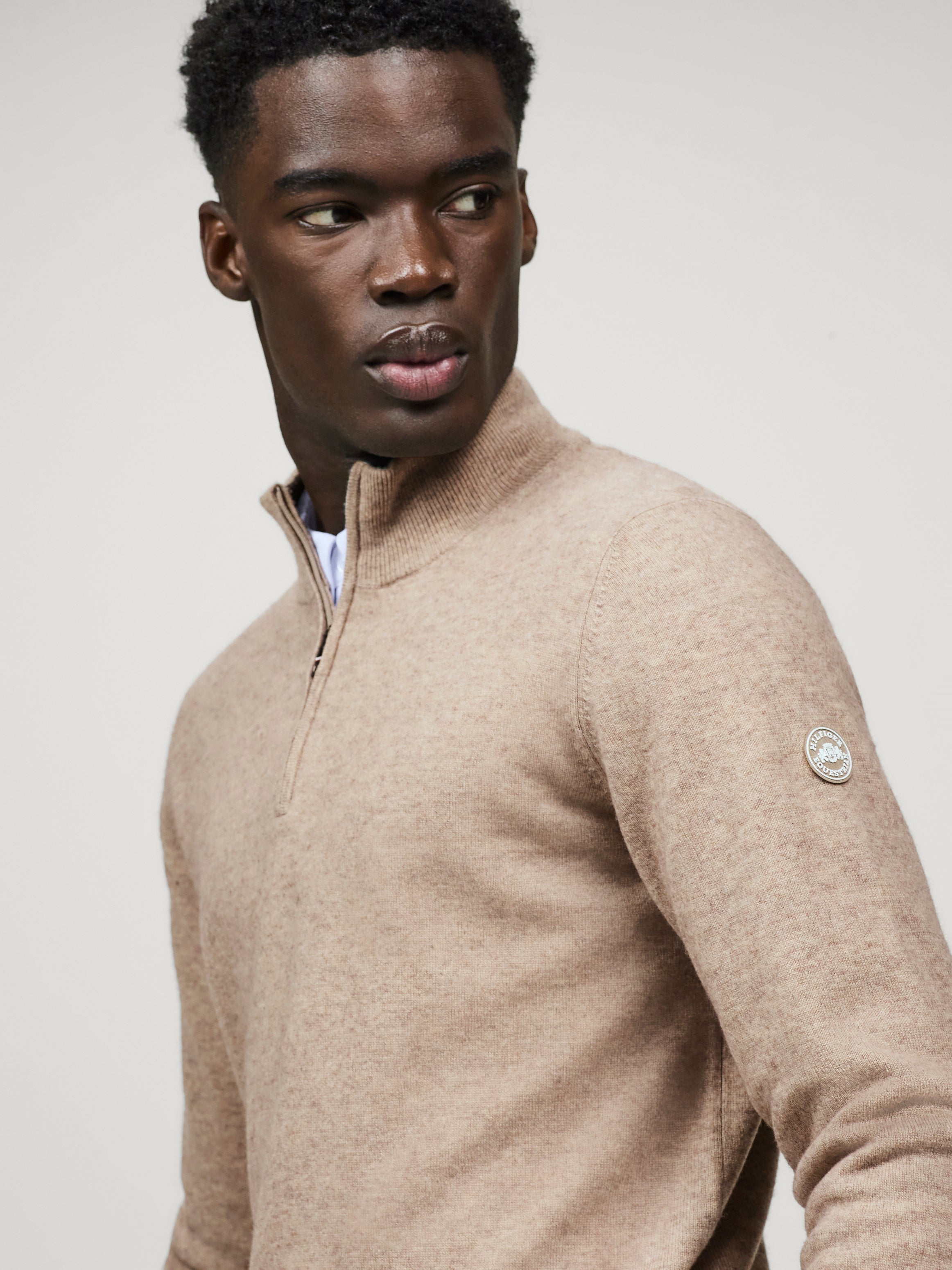 Oakfield 1/4 zip Sweater TAUPE