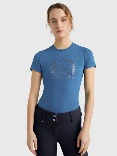 Performance Crest T-Shirt mit Strass BLUE COAST
