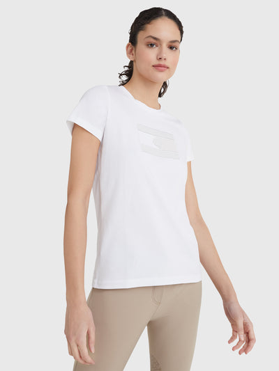 Rundhals T-Shirt Style mit Logo Applikation TH OPTIC WHITE