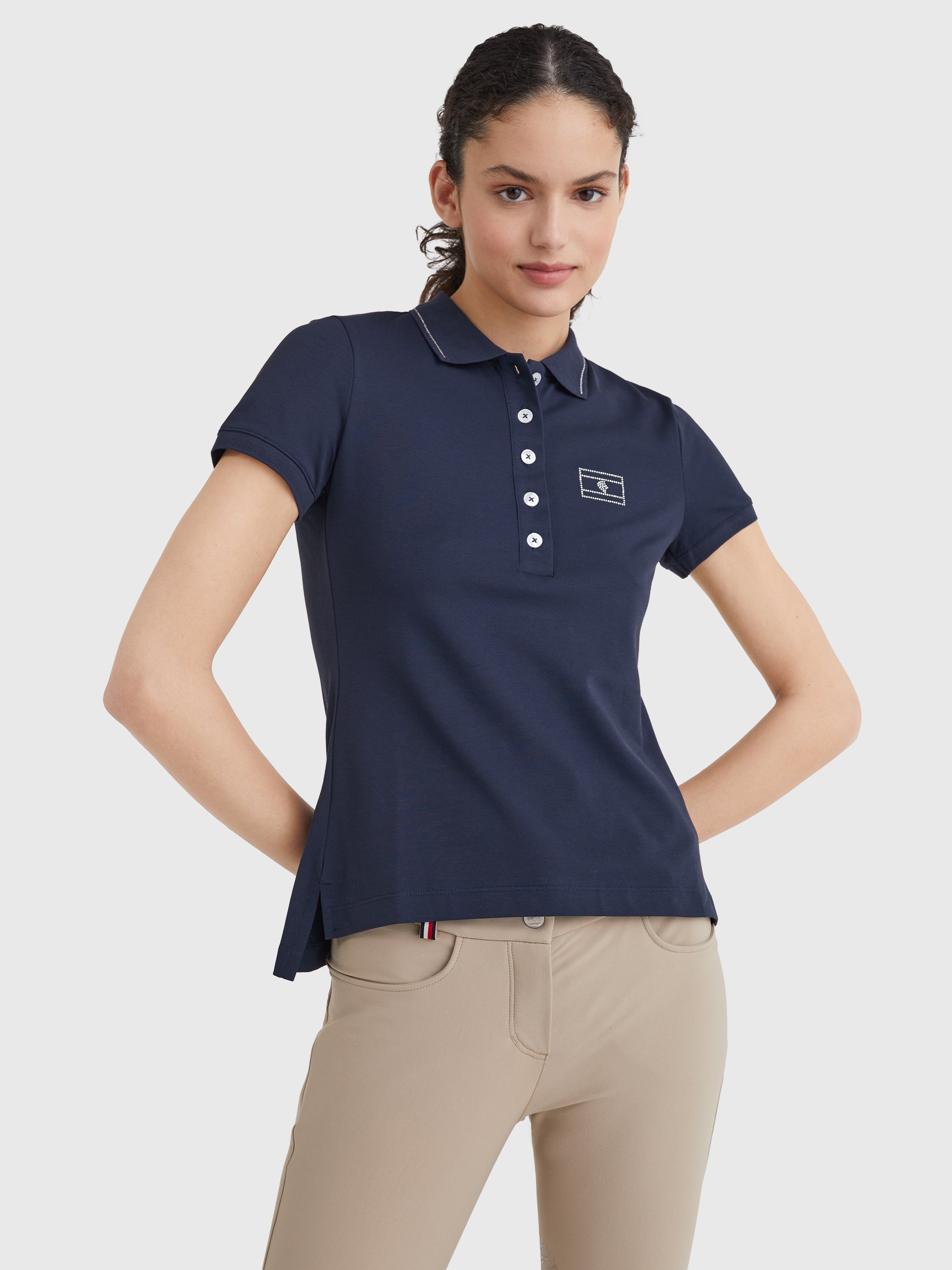 Crystal embellished Poloshirt Style DESERT SKY