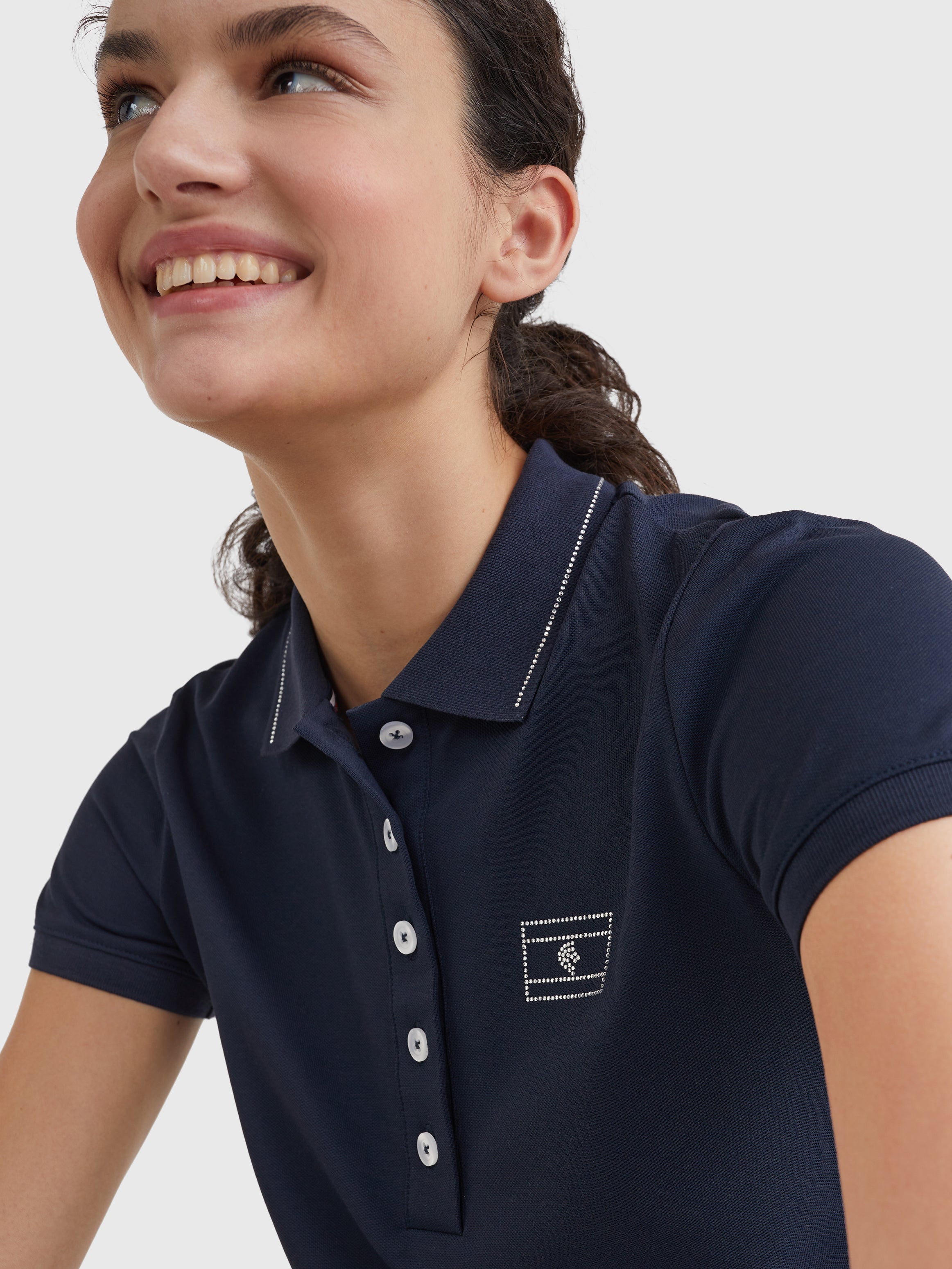 Crystal embellished Poloshirt Style DESERT SKY