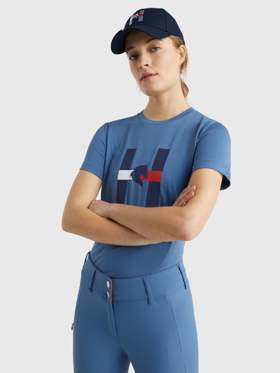 H Horse Print T-Shirt BLUE COAST